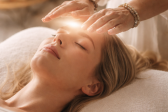 Reiki healing session close-up moment image